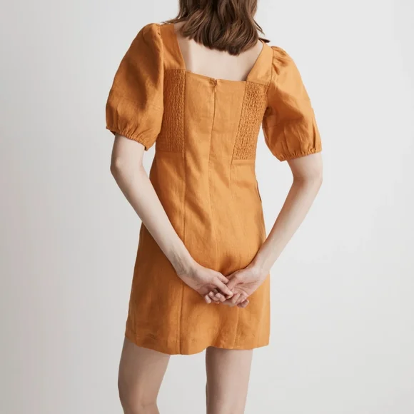 Madewell Maisie Linen Puff Sleeve Mini Dress - Picture 2 of 8